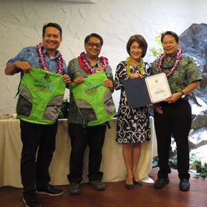 YWU were awarded an official Study Hawaii Ambassador certificate and a backpack