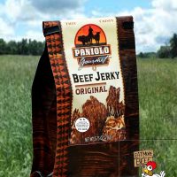 Beef-Jerky-Original-with-pasture-background Aloha Edibles-Product