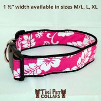 TikiCollarsDawgLargeWhiteHibiscus Tiki Pet Collars, Inc. Product